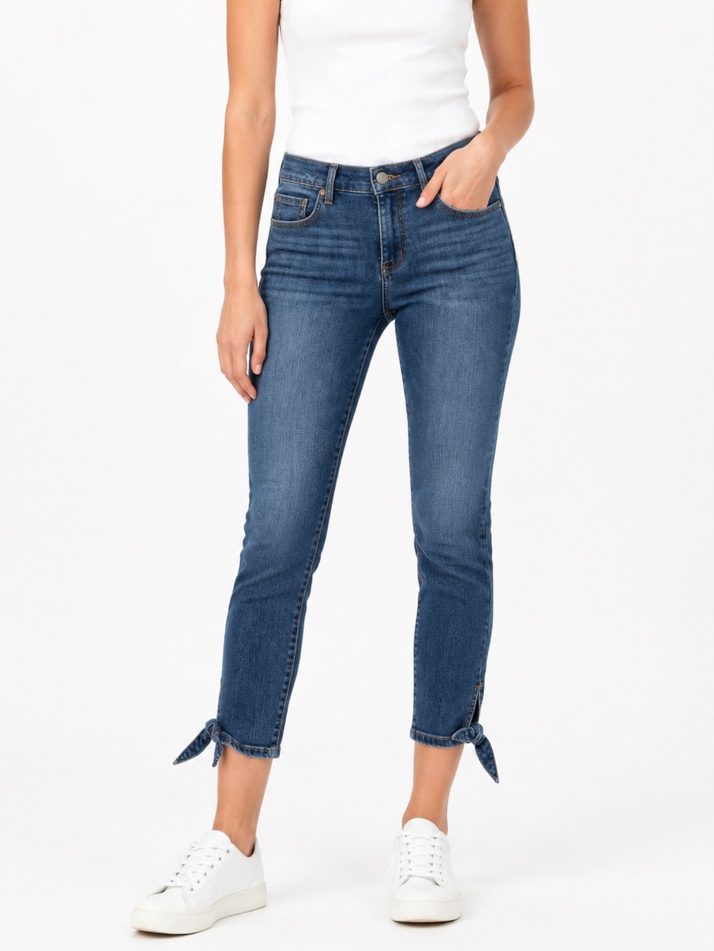 LOFT Modern Skinny Crop Jeans - Dark Wash Tie Hem Ankle - Size 27